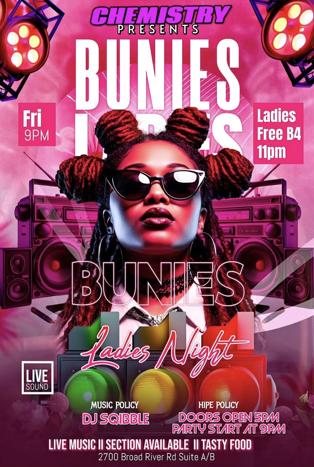Bunies Ladies Night flyer